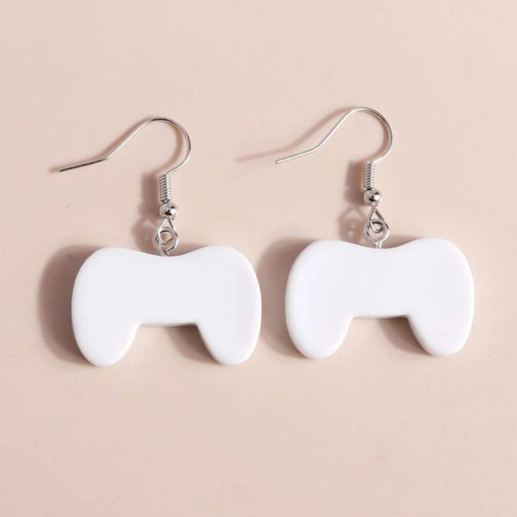 Video Game Controller Drop Earrings White Gamer Girl (Avail in Black) - Picture 4 of 7